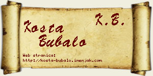 Kosta Bubalo vizit kartica